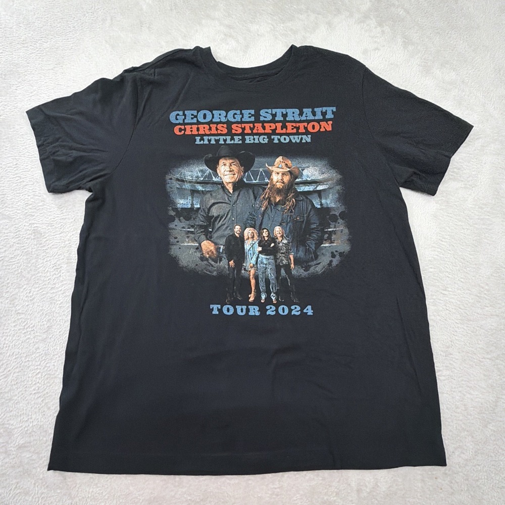 George Strait Chris Stapleton Little Big Town Tour 2024 Black T-Shirt Size XL